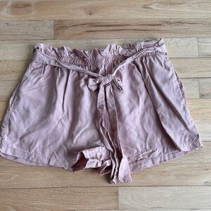 Women's Pink Ruffle Waist Shorts